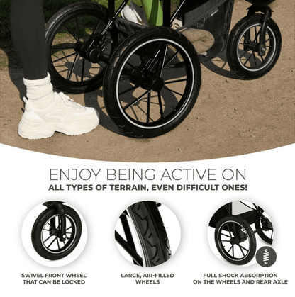 Newborn Pram – EasyGo 2+ Three Wheel Stroller with Car Seat (Black)