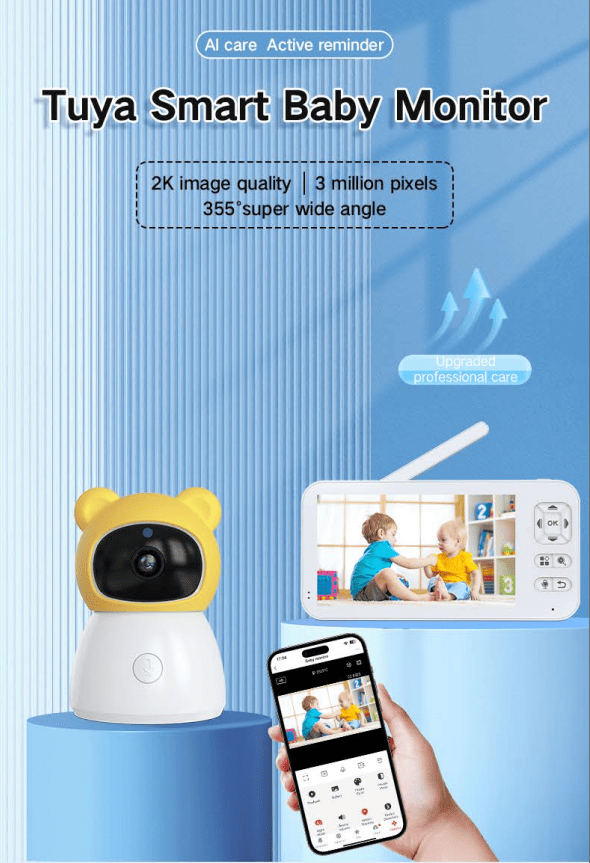 Dual Mode 5″ Baby Monitor with Night Vision & Motion Detection – Yellow