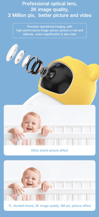 Dual Mode 5″ Baby Monitor with Night Vision & Motion Detection – Yellow