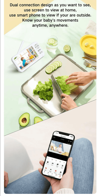 Dual Mode 5" Baby Monitor with Night Vision & Motion Detection – Blue