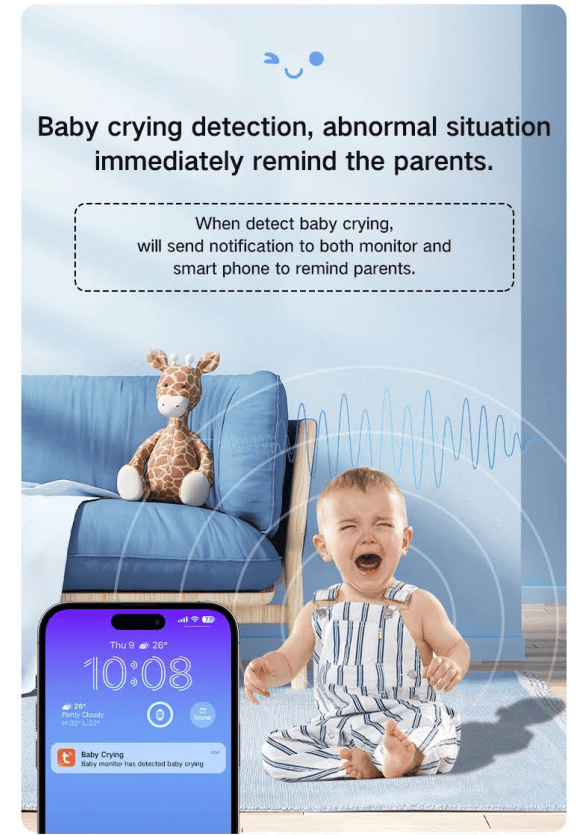 Dual Mode 5″ Baby Monitor with Night Vision & Motion Detection – Yellow