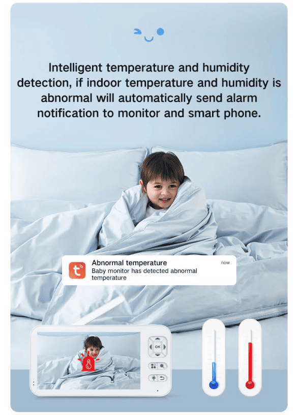 Dual Mode 5″ Baby Monitor with Night Vision & Motion Detection – Yellow