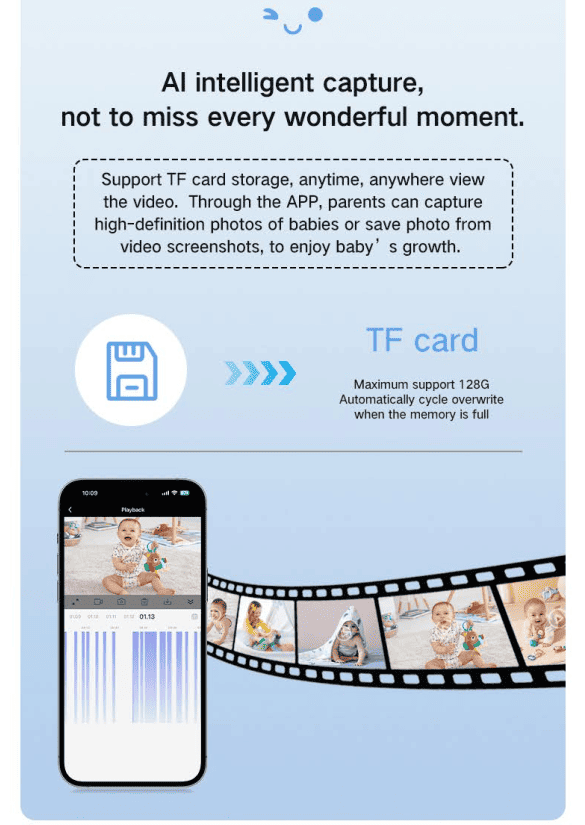 Dual Mode 5″ Baby Monitor with Night Vision & Motion Detection – Yellow