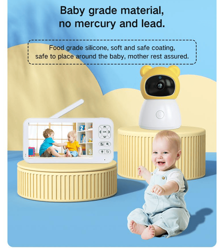 Dual Mode 5″ Baby Monitor with Night Vision & Motion Detection – Yellow
