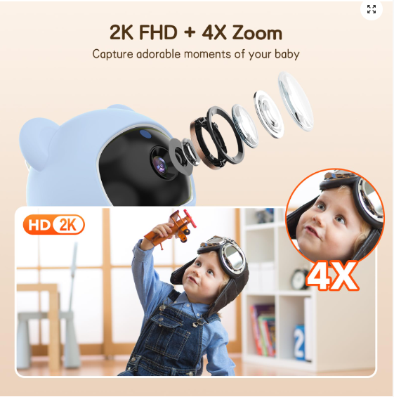 Dual Mode 5″ Baby Monitor with Night Vision & Motion Detection – Yellow