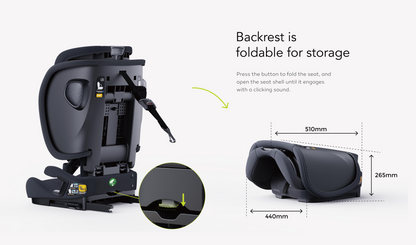 Travel Pram – FlexGo Lightweight Auto Folding Stroller with ISOFIX Booster Seat  (Black)