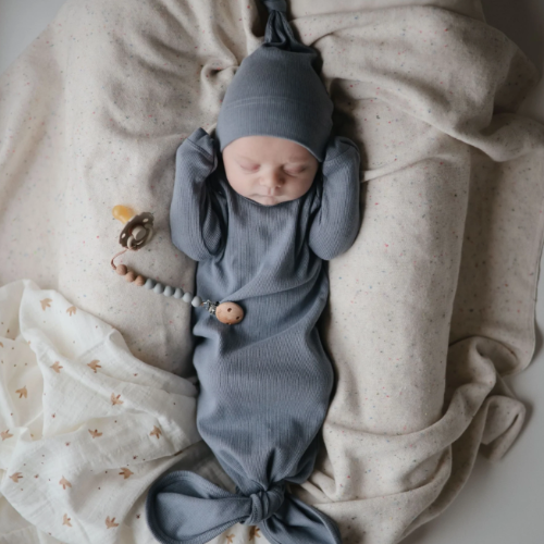 Mushie - Ribbed Baby Beanie 0-3 Months