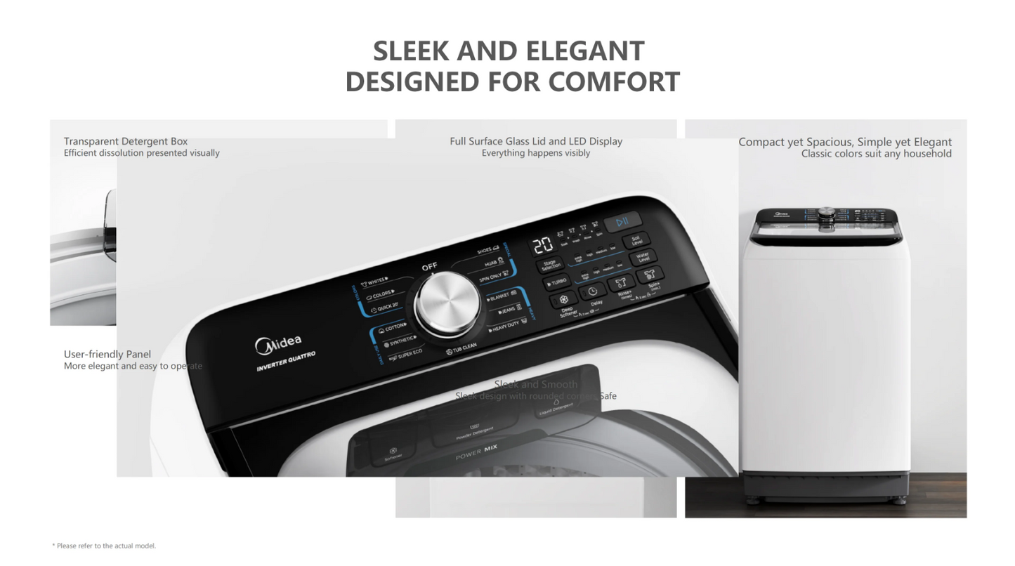 Midea 9kg Top Load Washing Machine – Rear Control