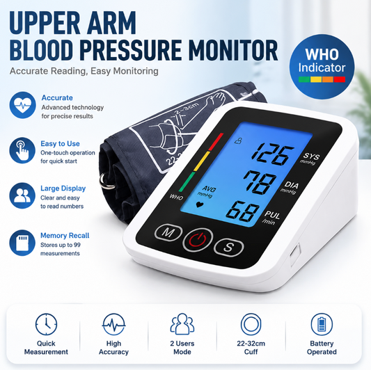 Digital Upper Arm Blood Pressure Monitor with LCD Display