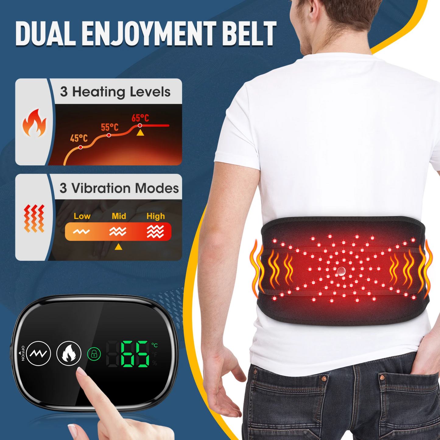 Heating Waist Massage Belt – Infrared Lumbar Support & Hot Compress Brace