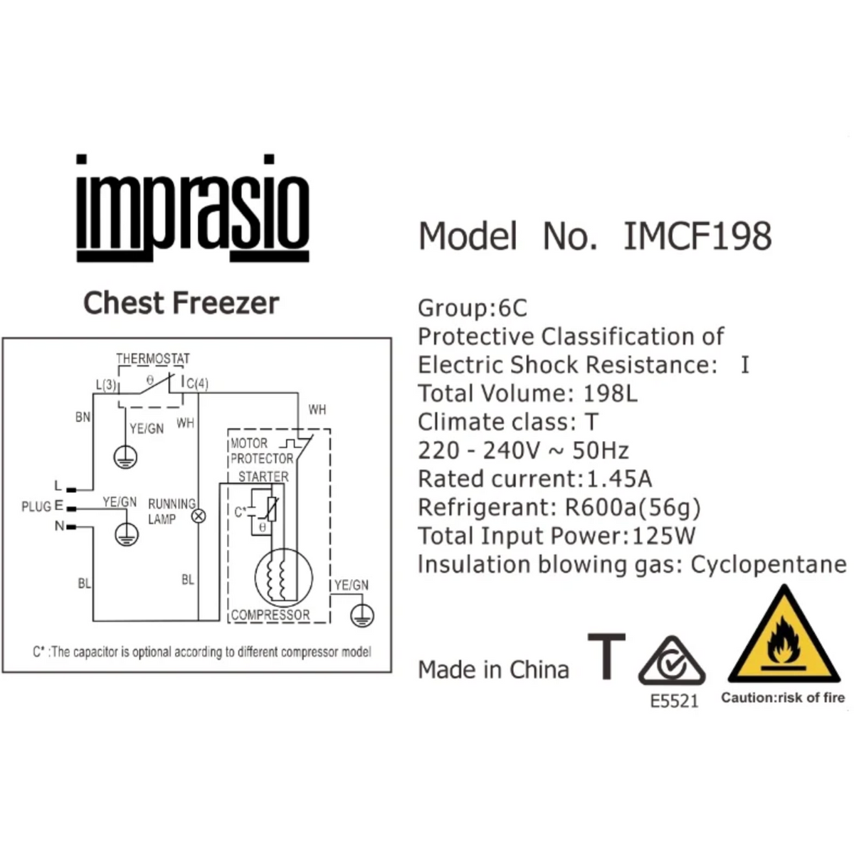 Imprasio 198L Chest Freezer – White | IMCF198