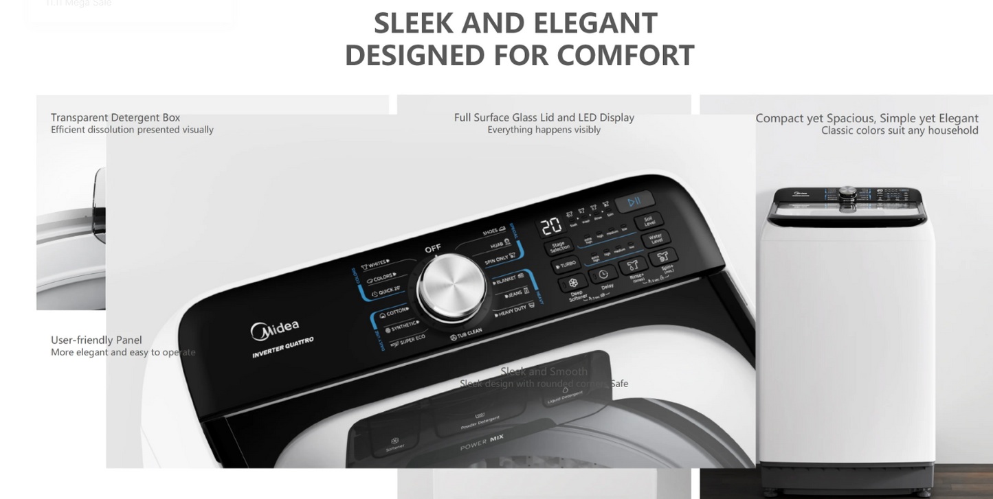 Midea 7kg Top Load Washing Machine – Rear Control