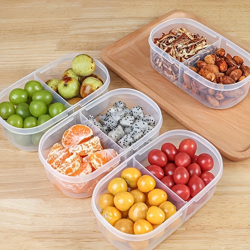 Dual Compartment Food Storage Container – Reusable Sealed Snack, Herb & Spice Box