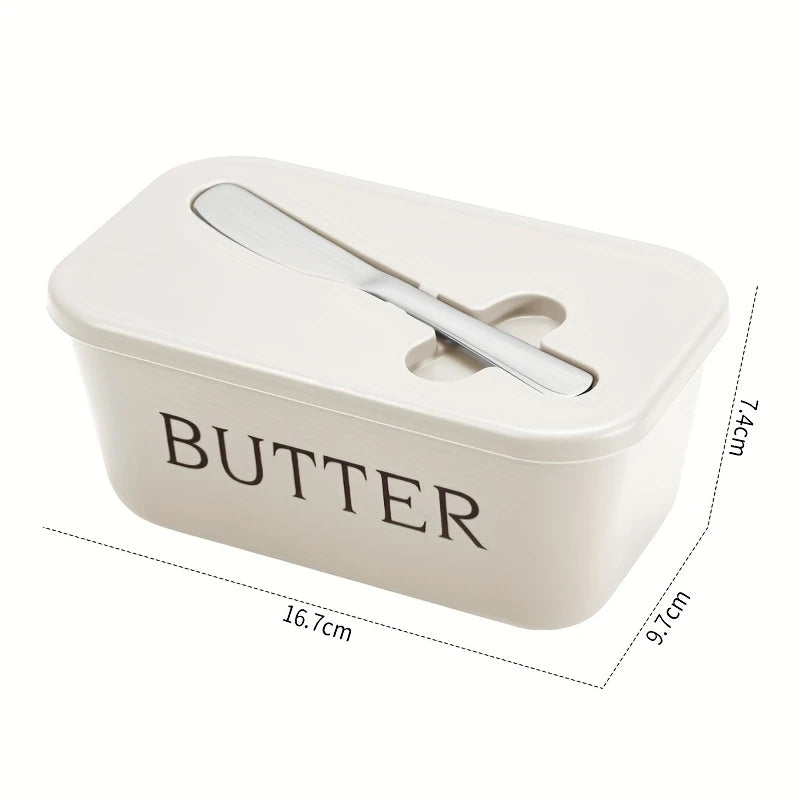 Butter Dish with Lid & Spreader Knife – Covered Butter Storage Container (16.7cm)