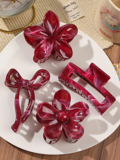 4-Piece Bow Hair Claw Clip Set