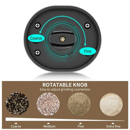 Automatic Gravity Salt & Pepper Grinder – LED Light Adjustable Mill