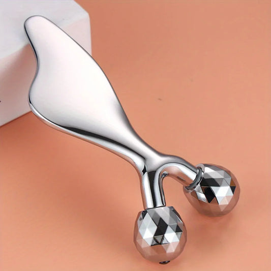 2-in-1 Facial Massager & Gua Sha Tool – Cooling Face Roller for Face, Neck & Body