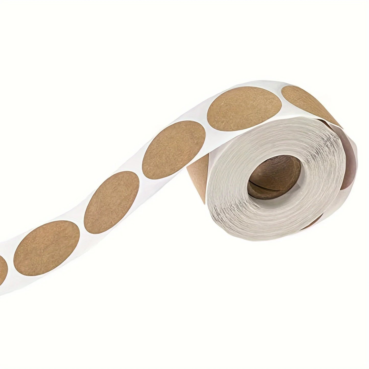 500-Pack Kraft Round Self-Adhesive Labels – Blank Sticker Roll for Organisation & Packaging