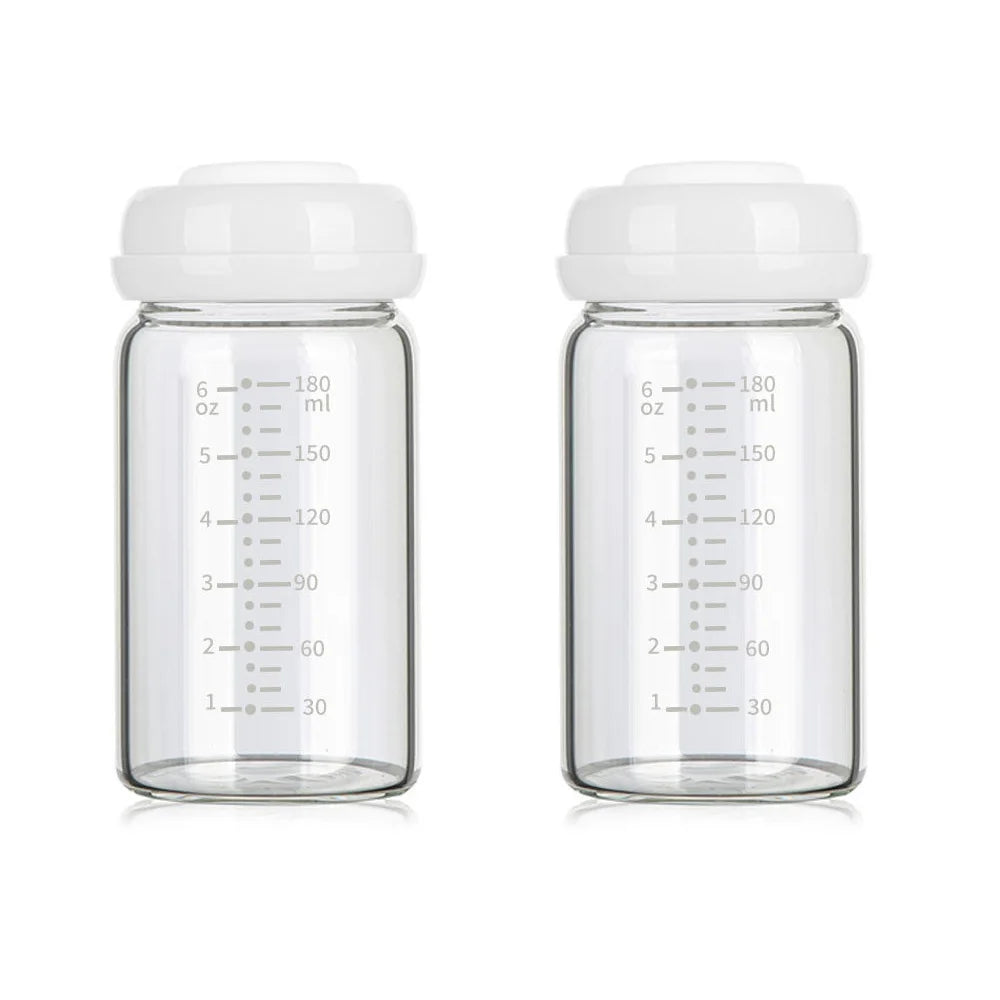 Breast Milk Storage Bottles – Glass Wide Neck 180ml (2 Pack)