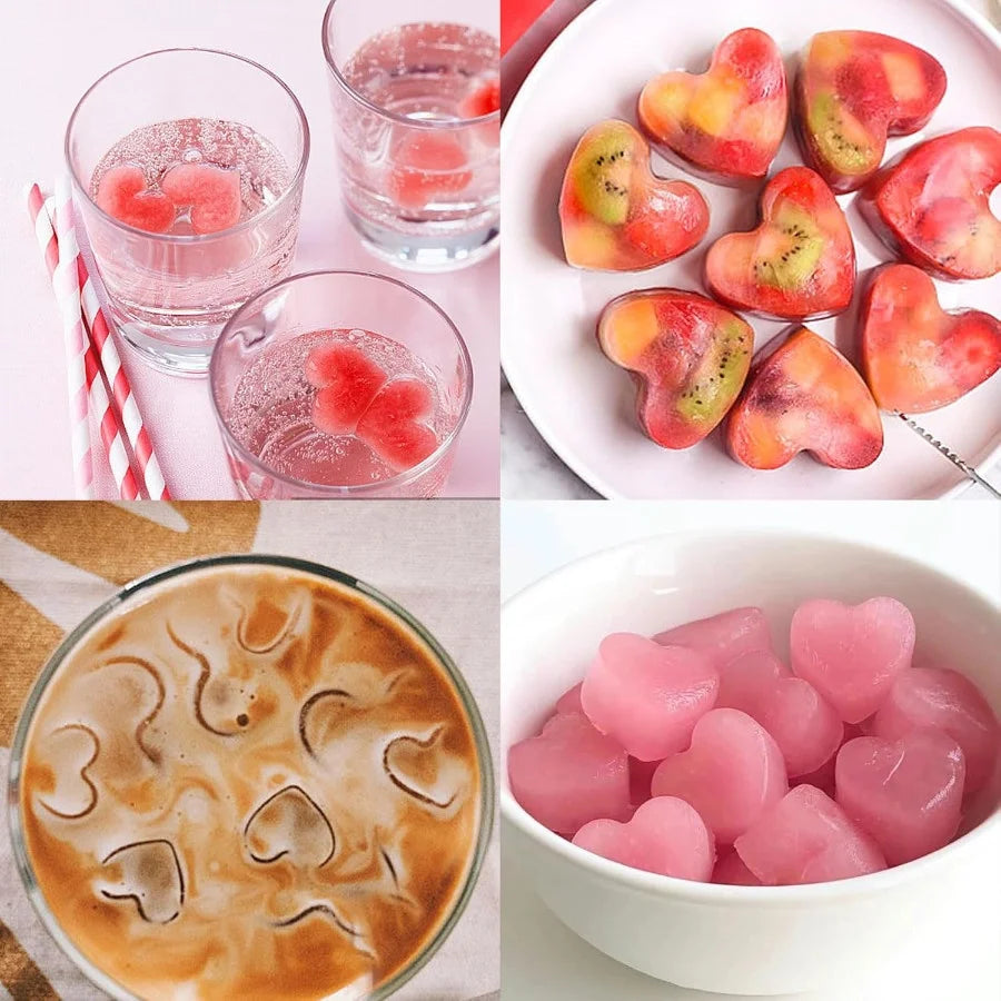 10-Cavity Heart-Shaped Silicone Mould – Ice, Chocolate, Jelly & Dessert Tray