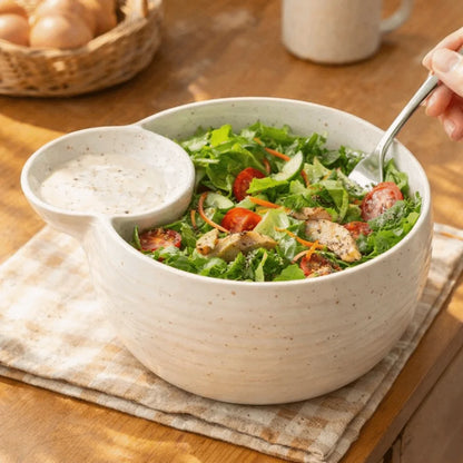 Japanese-Style Ceramic Compartment Bowl – Snack, Fruit & Dip Serving Dish