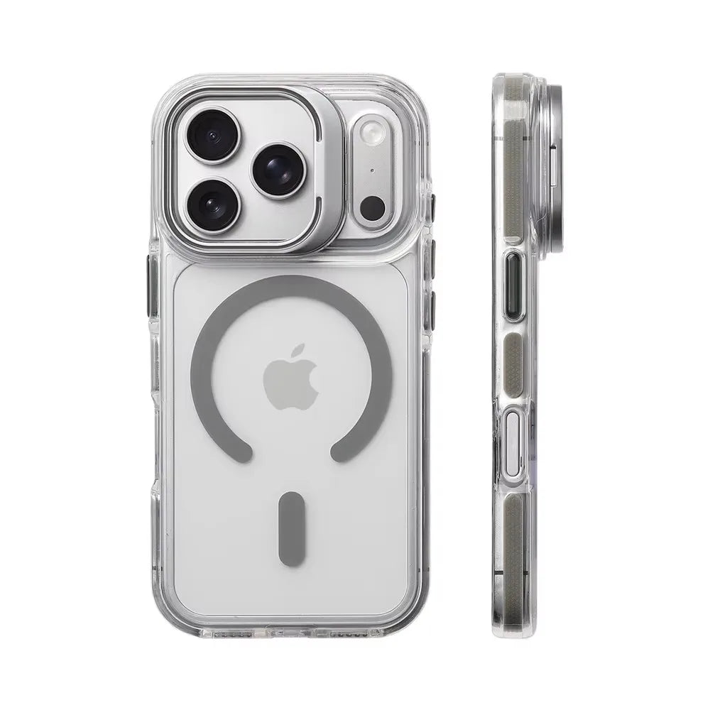 iPhone MagSafe Clear Bumper Case – Shockproof with Stand & Lens Protection
