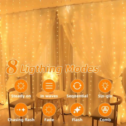 Solar LED Curtain Fairy Lights – Waterproof Outdoor String Lights for Garden & Home Décor