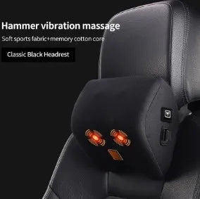 USB Rechargeable Car Neck & Lumbar Massage Cushion – Vibrating Headrest & Back Support