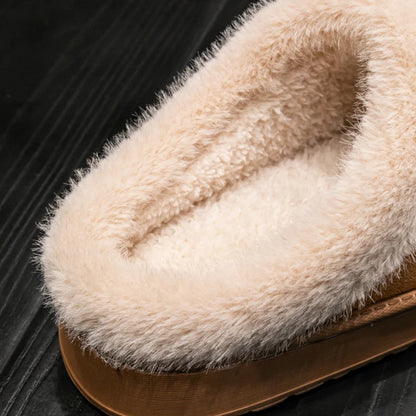 Fluffy Winter Slippers – Warm Faux Suede Indoor Slides with Thick EVA Sole