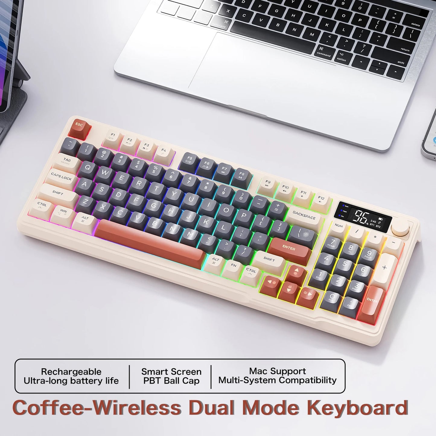 M96 Wireless Gaming Keyboard – Smart Screen Mechanical-Style Keyboard