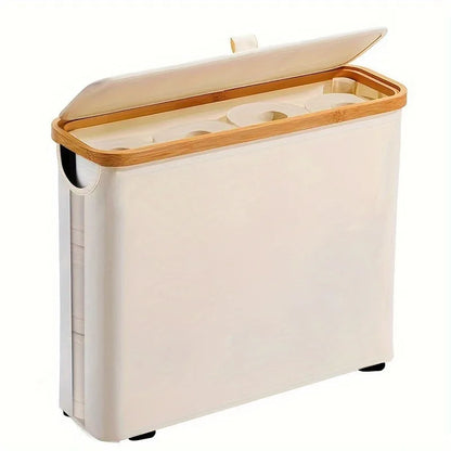 Toilet Paper Storage Basket – Fabric Bathroom Organiser with Lid & Window