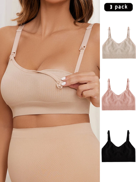3-Pack Maternity Nursing Bras – Wire-Free Breastfeeding Bra Set