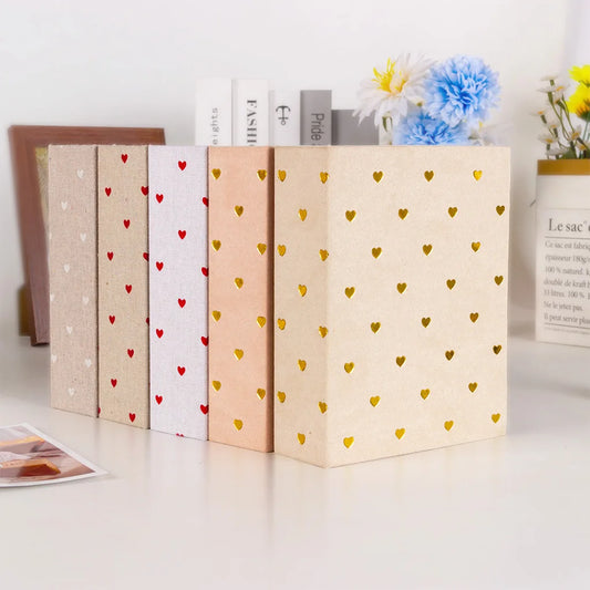 Heart Print Fabric Photo Album – 100 Photo Capacity, 6-Inch Memory Keepsake Book