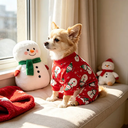 Christmas Snowman Dog & Cat Pyjamas – Cute Festive Pet Onesie Costume