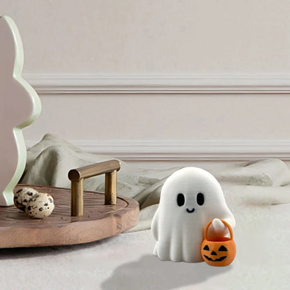 2-Piece Mini Halloween Ghost Figurine Set – Cute Pumpkin Desktop Decorations