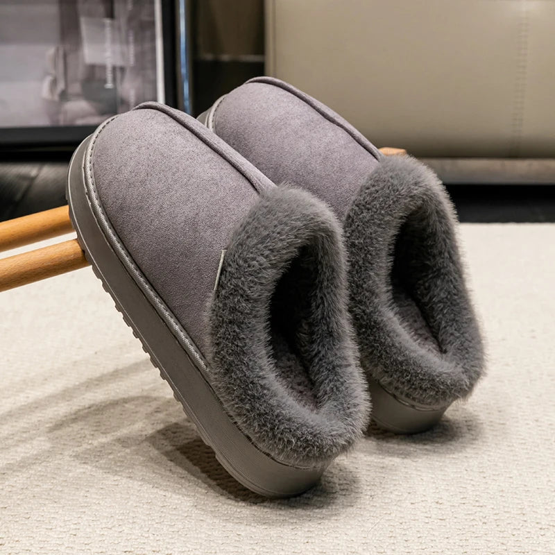 Fluffy Winter Slippers – Warm Fur-Lined Indoor Shoes with Thick Non-Slip Sole