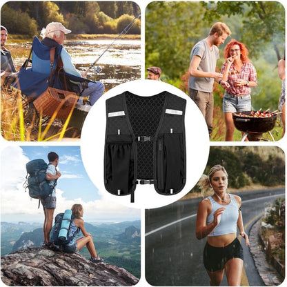 Lightweight Running Vest Backpack – Reflective Sports Chest Pack with Phone & Bottle Storage