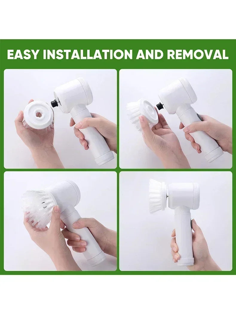 Cordless Electric Spin Scrubber – 5-in-1 Rechargeable Cleaning Brush