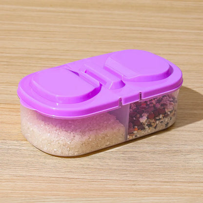 Dual Compartment Food Storage Container – Reusable Sealed Snack, Herb & Spice Box