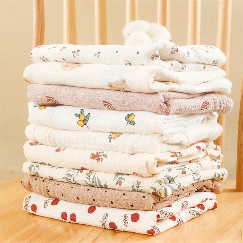 Floral Cotton Muslin Swaddle Blanket – Baby Wrap, Pram Cover & Receiving Blanket