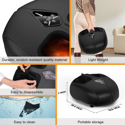 Shiatsu Foot Massager with Heat & Air Compression – Electric Foot Massage Machine