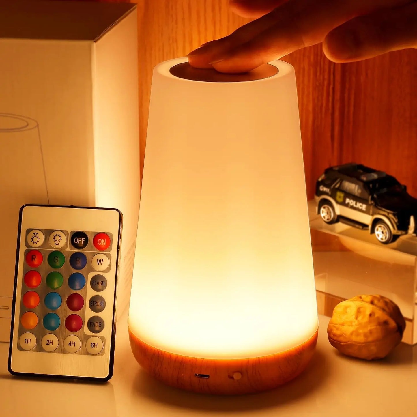 Rechargeable RGB Bedside Night Light – 13 Colours with Touch & Remote Control