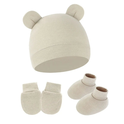 Newborn Baby Beanie & Mittens Set – Soft Cotton Hat & Gloves Gift Set