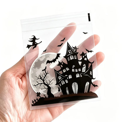100-Pack Halloween Treat Bags – Clear Self-Adhesive Candy & Cookie Bags
