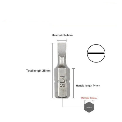 S2 Steel Slotted Screwdriver Bits Set – 1/4" Shank (6 different types available)