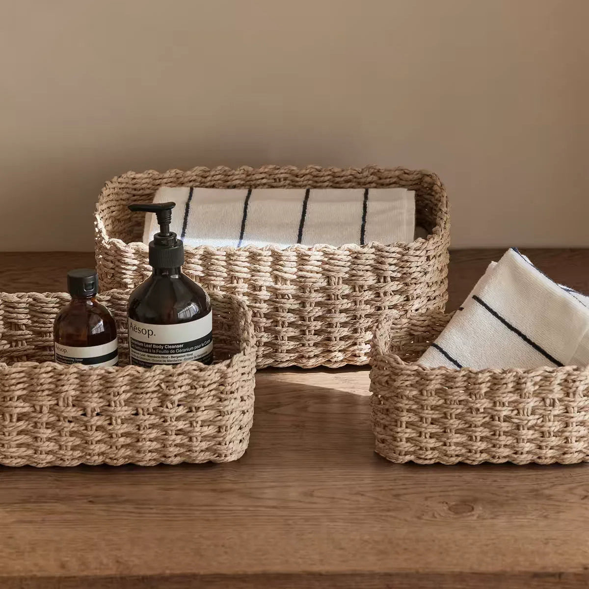 Handwoven Storage Basket – Decorative Home & Desktop Organiser for Cosmetics, Toys & Household Essentials