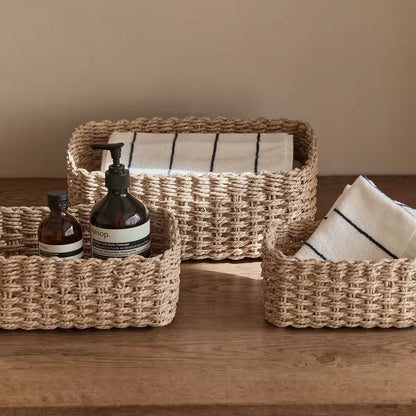 Handwoven Storage Basket – Decorative Home & Desktop Organiser for Cosmetics, Toys & Household Essentials
