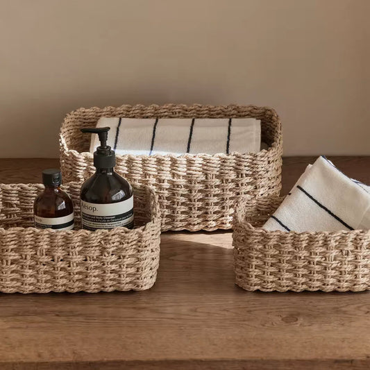 Handwoven Storage Basket – Decorative Home & Desktop Organiser for Cosmetics, Toys & Household Essentials