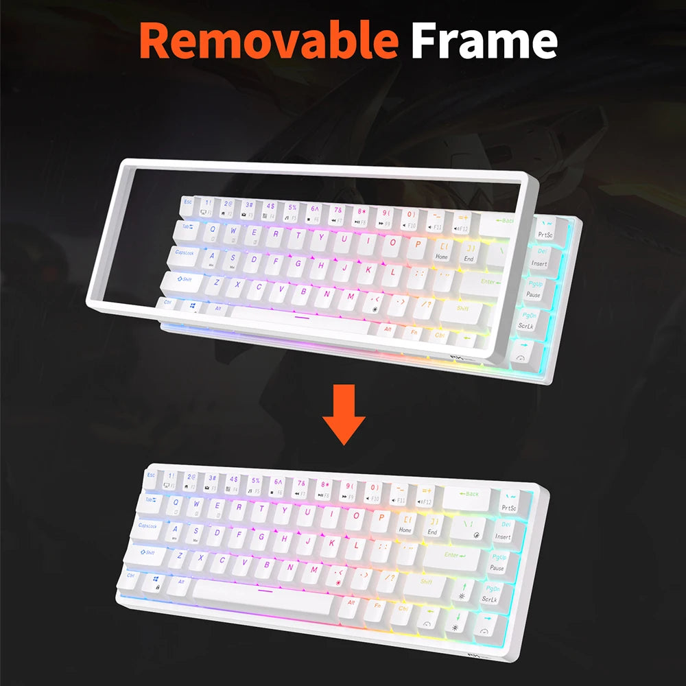 RGB Mechanical Gaming Keyboard – 68 Keys, Hot-Swappable, Wireless