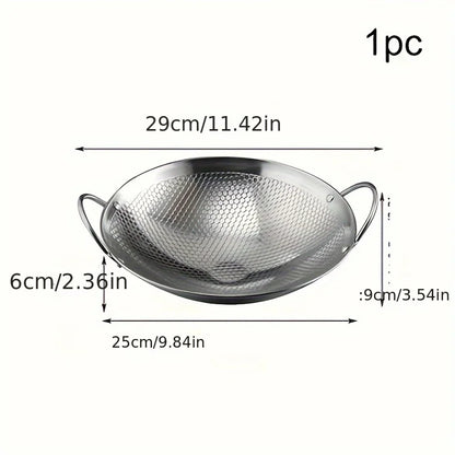 29cm Stainless Steel Honeycomb Frying Pan – Dual Handle Skillet